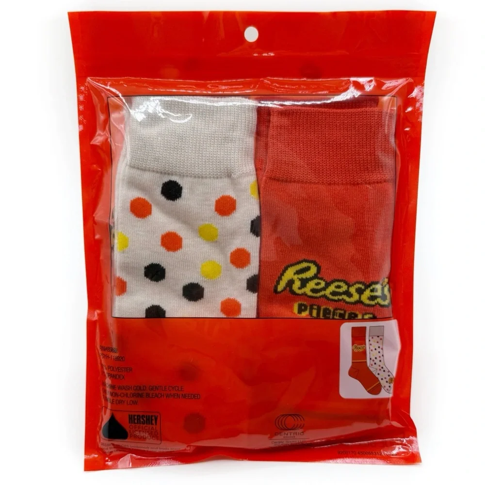 Reese’s Pieces Candy Crew Socks Mens Womens Polka Dots Orange Fun Novelty Gift